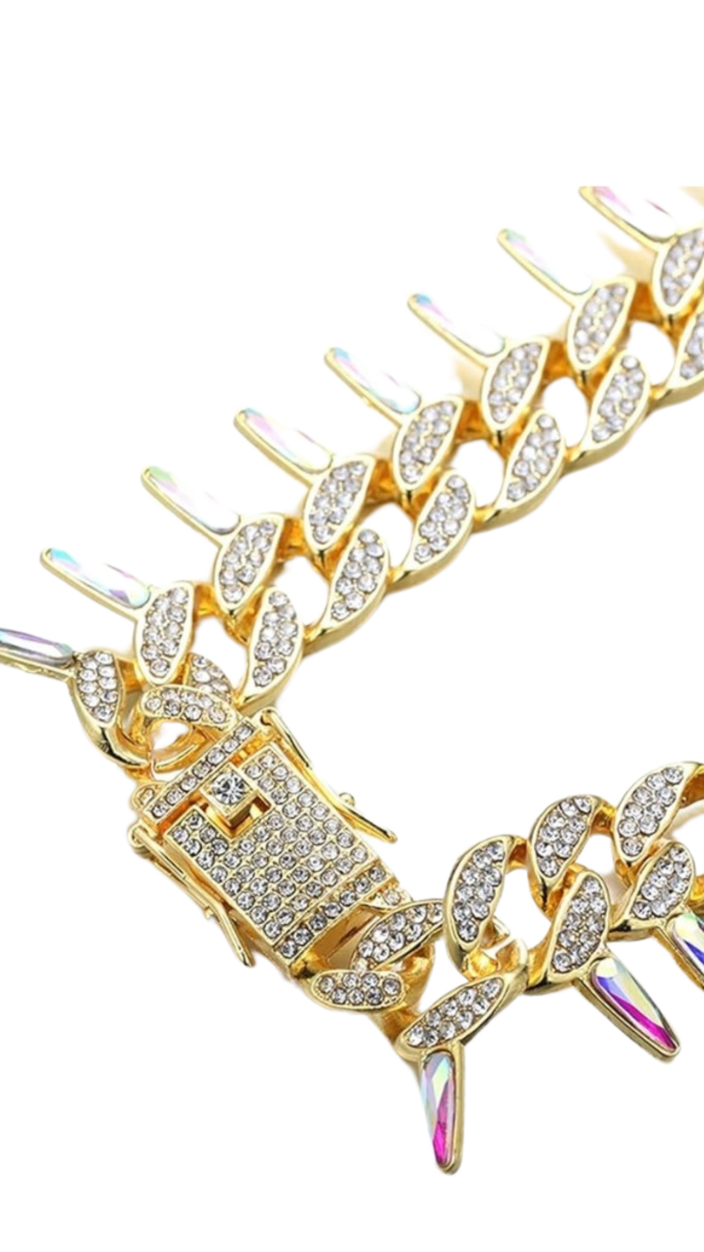 Waterproof Stainless Steel Crystal Spike Chain