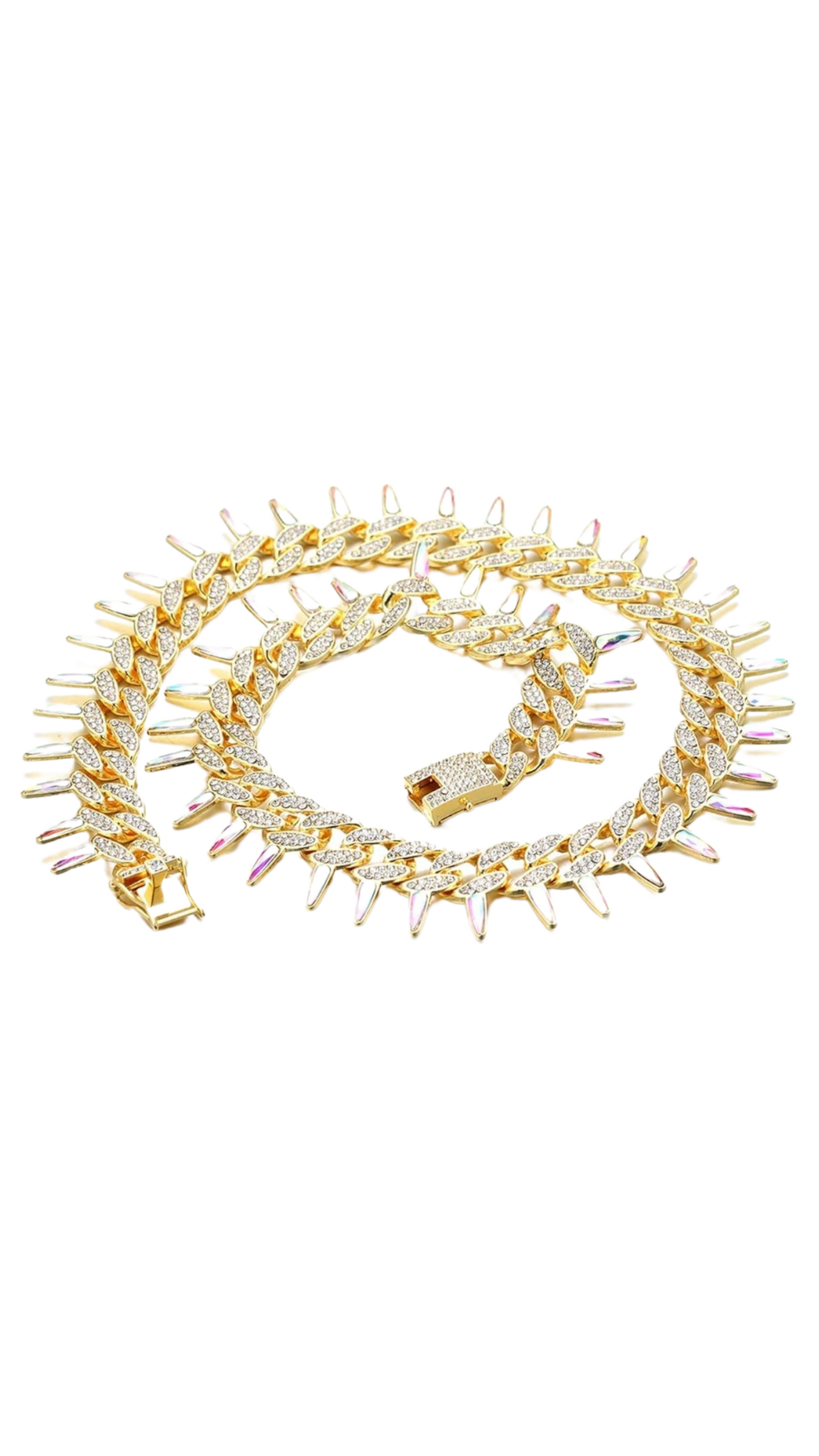 Waterproof Stainless Steel Crystal Spike Chain