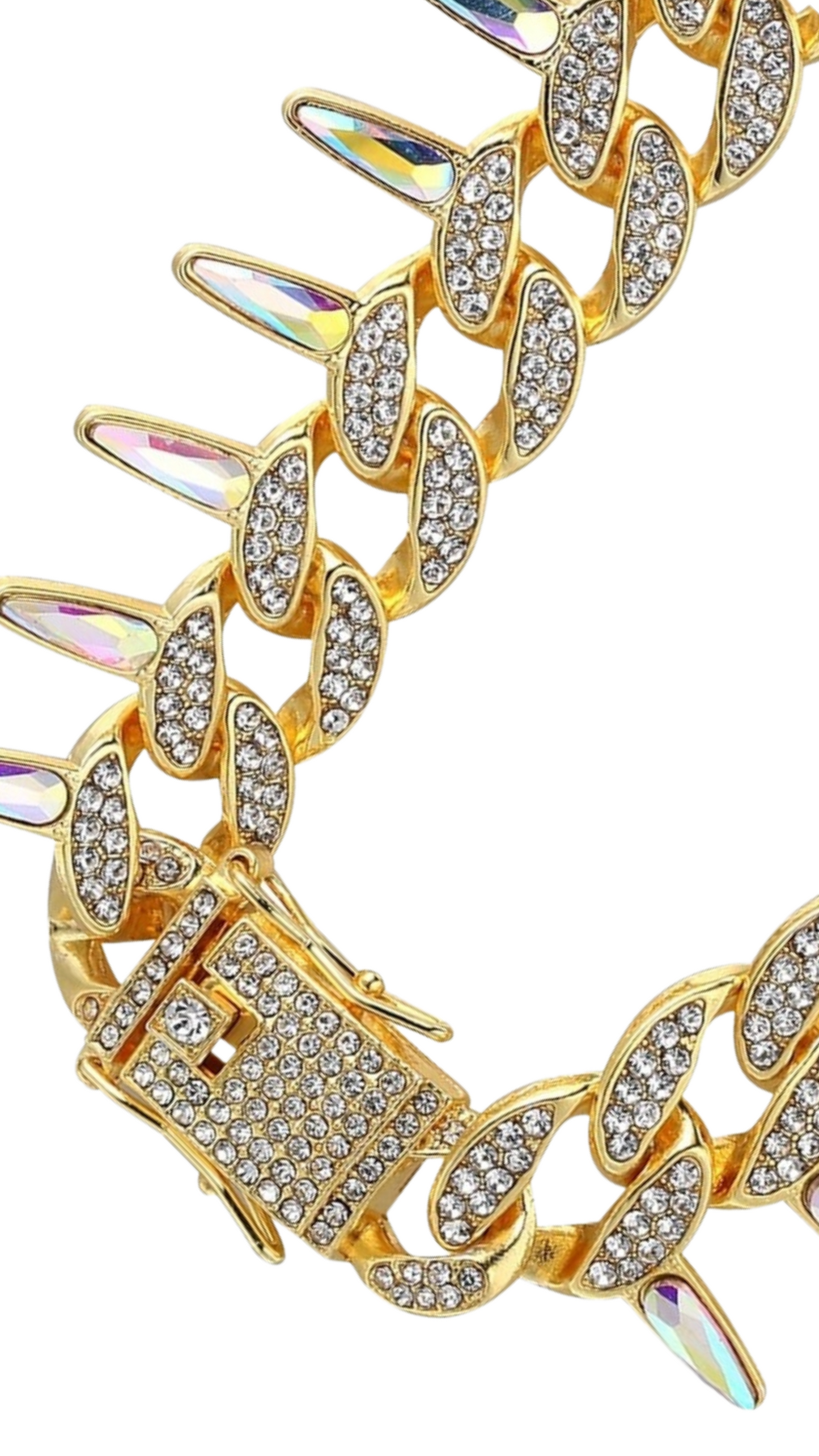 Waterproof Stainless Steel Crystal Spike Chain
