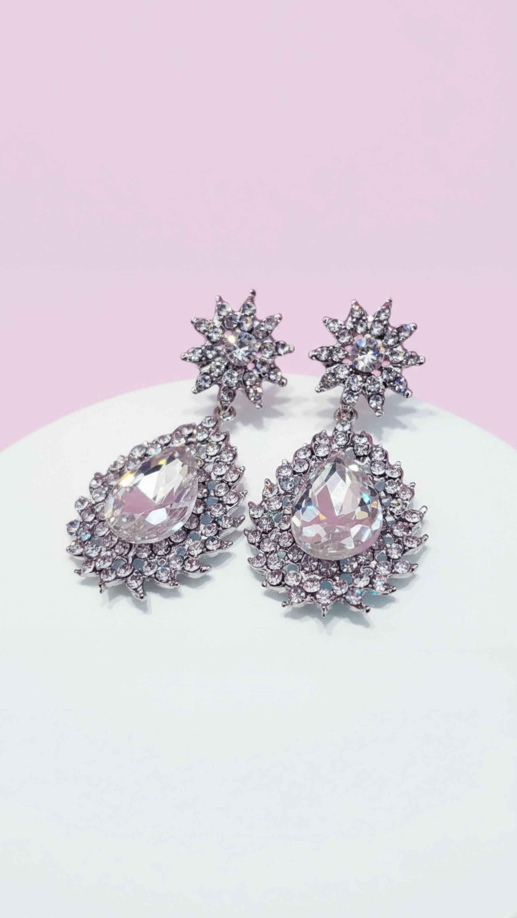 Starburst Teardrop Crystal Drop & Dangle Earrings