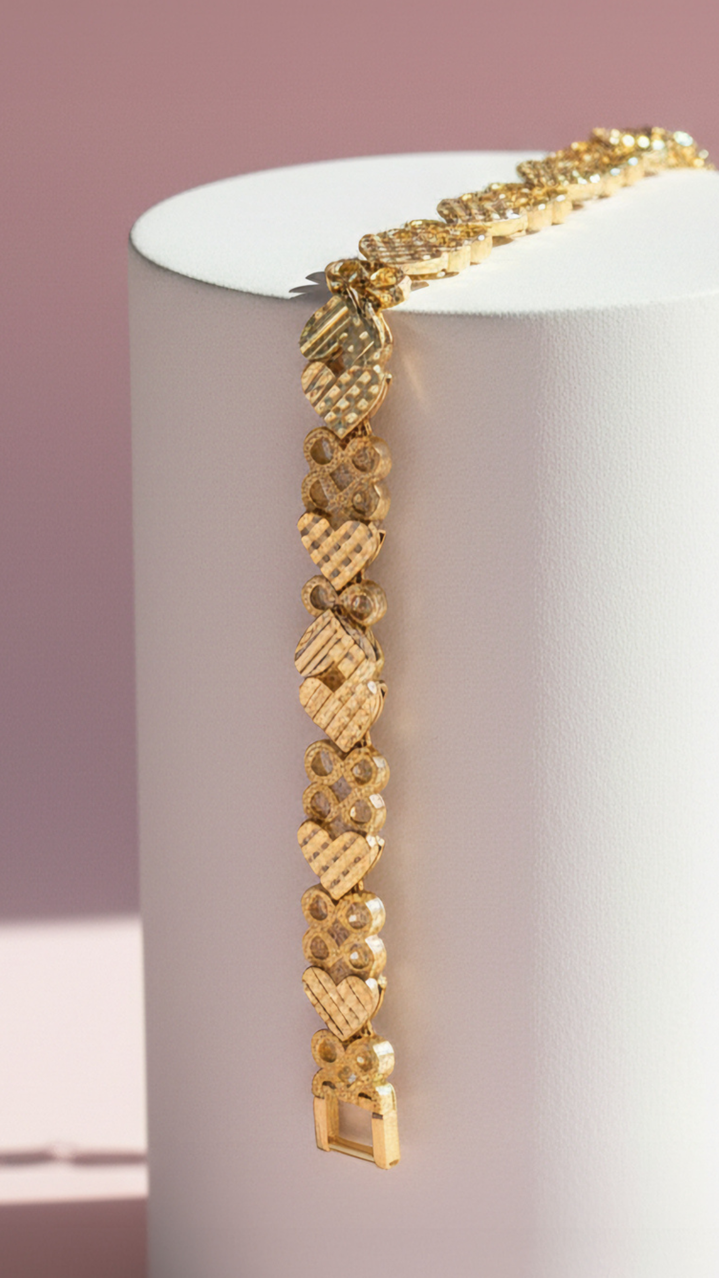 Waterproof 24k Gold Plated Hearts & Circles Link Bracelet