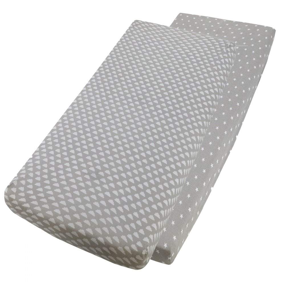 Crib Jersey Fitted Sheets 100% Cotton 40x90cm - Pack Of 2 - Fits All Models