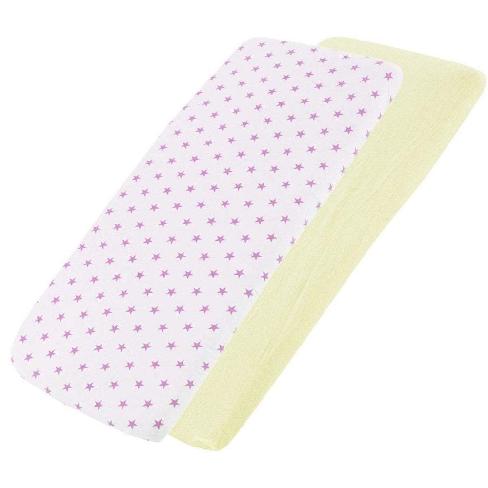 Crib Jersey Fitted Sheets 100% Cotton 40x90cm - Pack Of 2 - Fits All Models