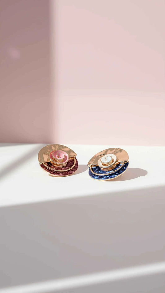 Abstract Magnetic Round Brooch
