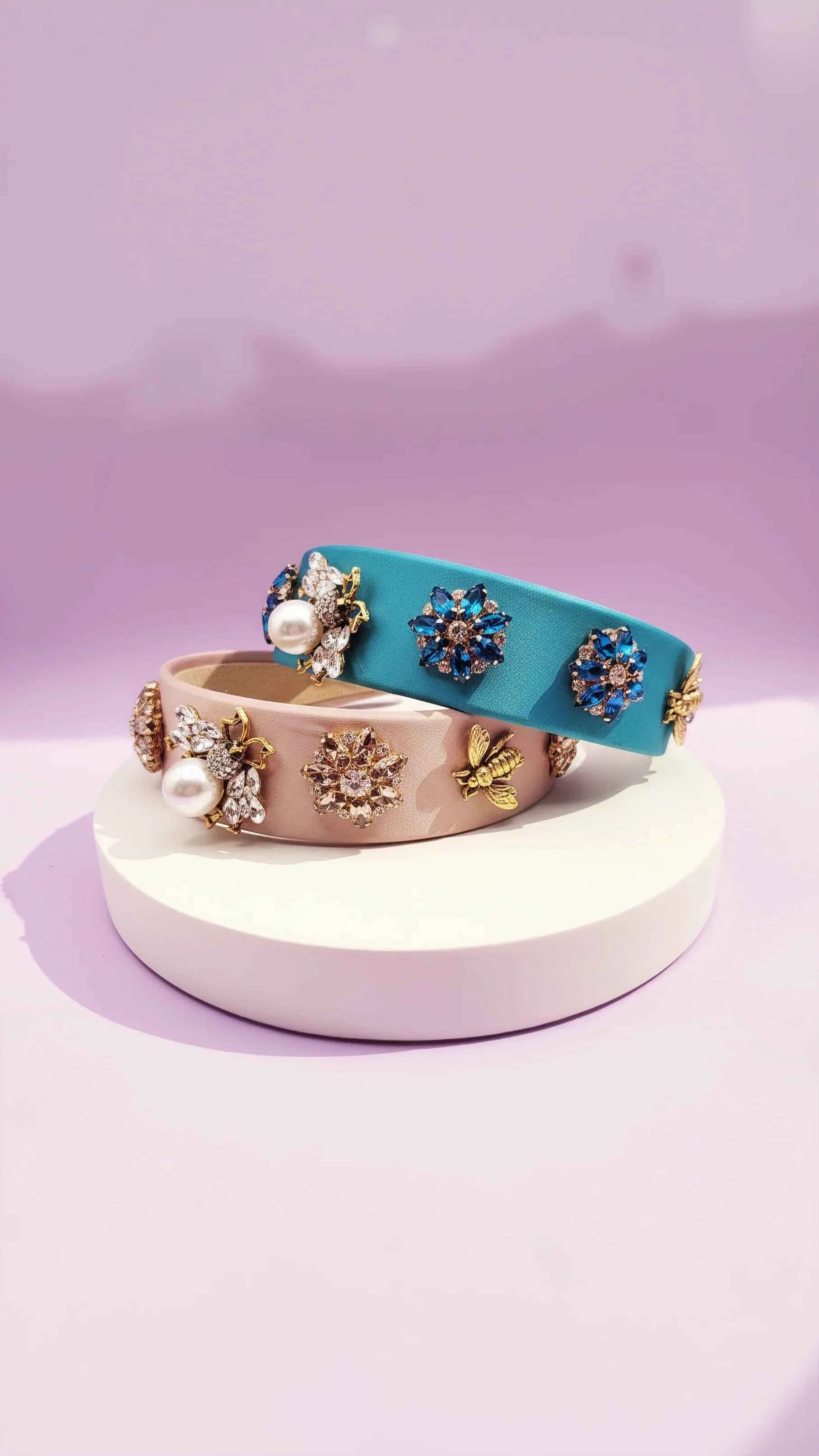 Bee & Flower Crystal Satin Hair band