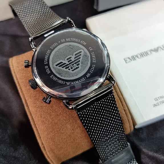Emporio Armani AR11141 Aviator Men's Grey Mesh Watch