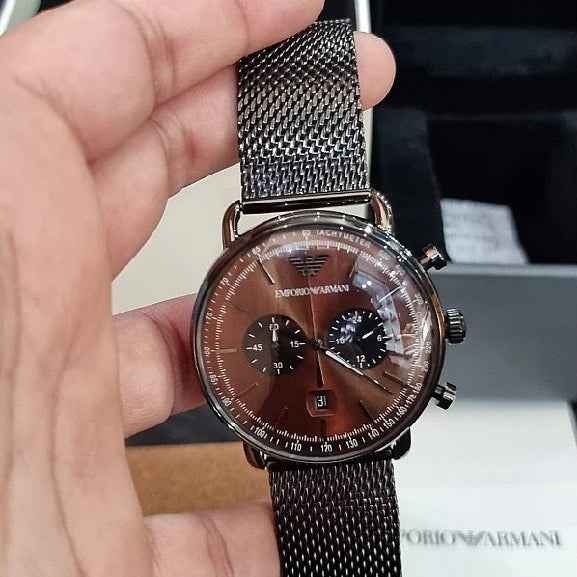 Emporio Armani AR11141 Aviator Men's Grey Mesh Watch