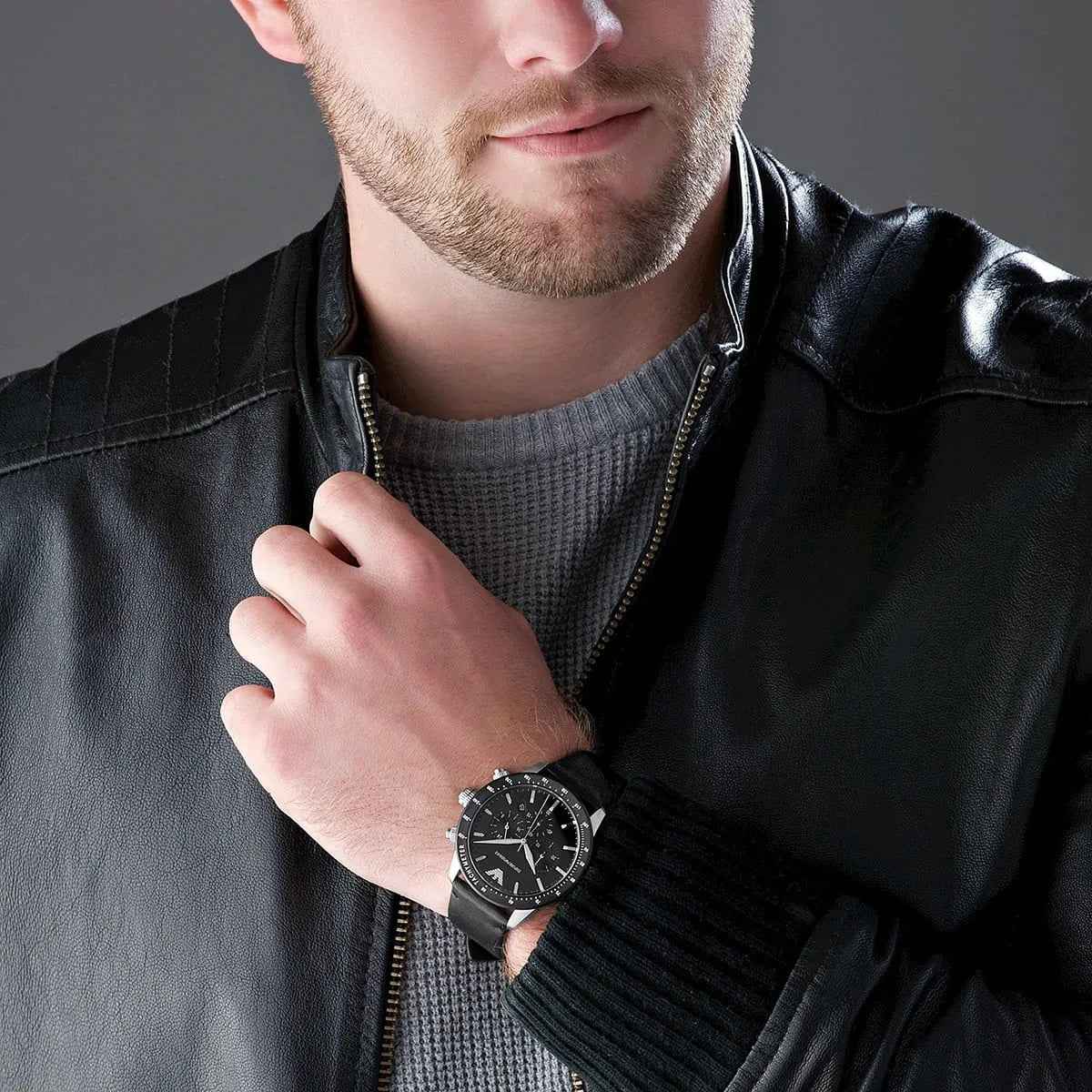 Emporio Armani AR11243 Mario Men's Silver & Black Watch