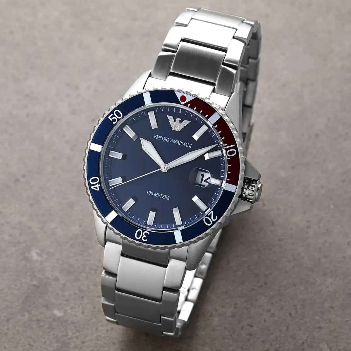 Emporio Armani AR11339 Men's Diver Style Silver & Blue Watch