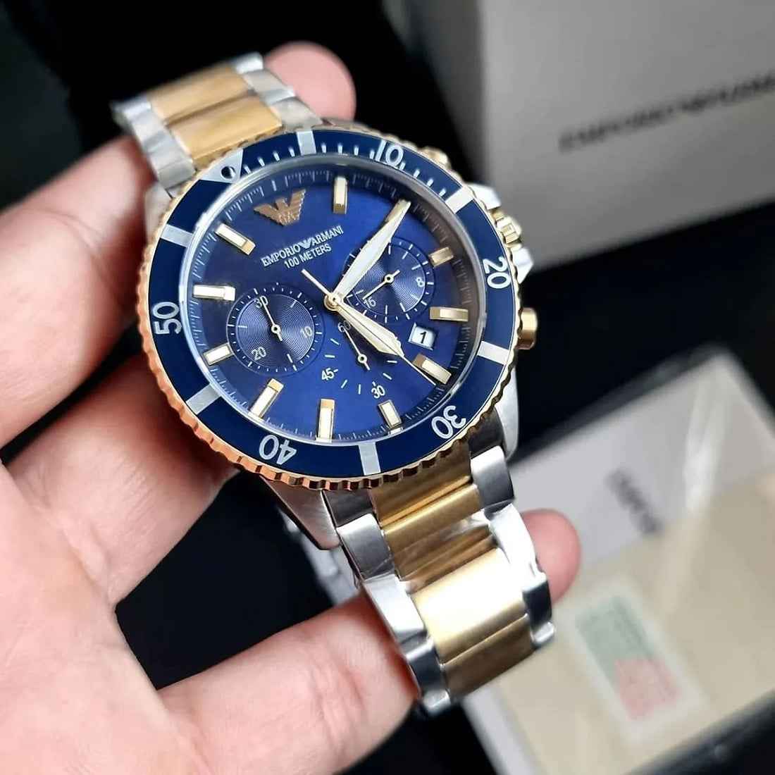 Emporio Armani AR11362 Diver Men's Two-Tone Gold Watch