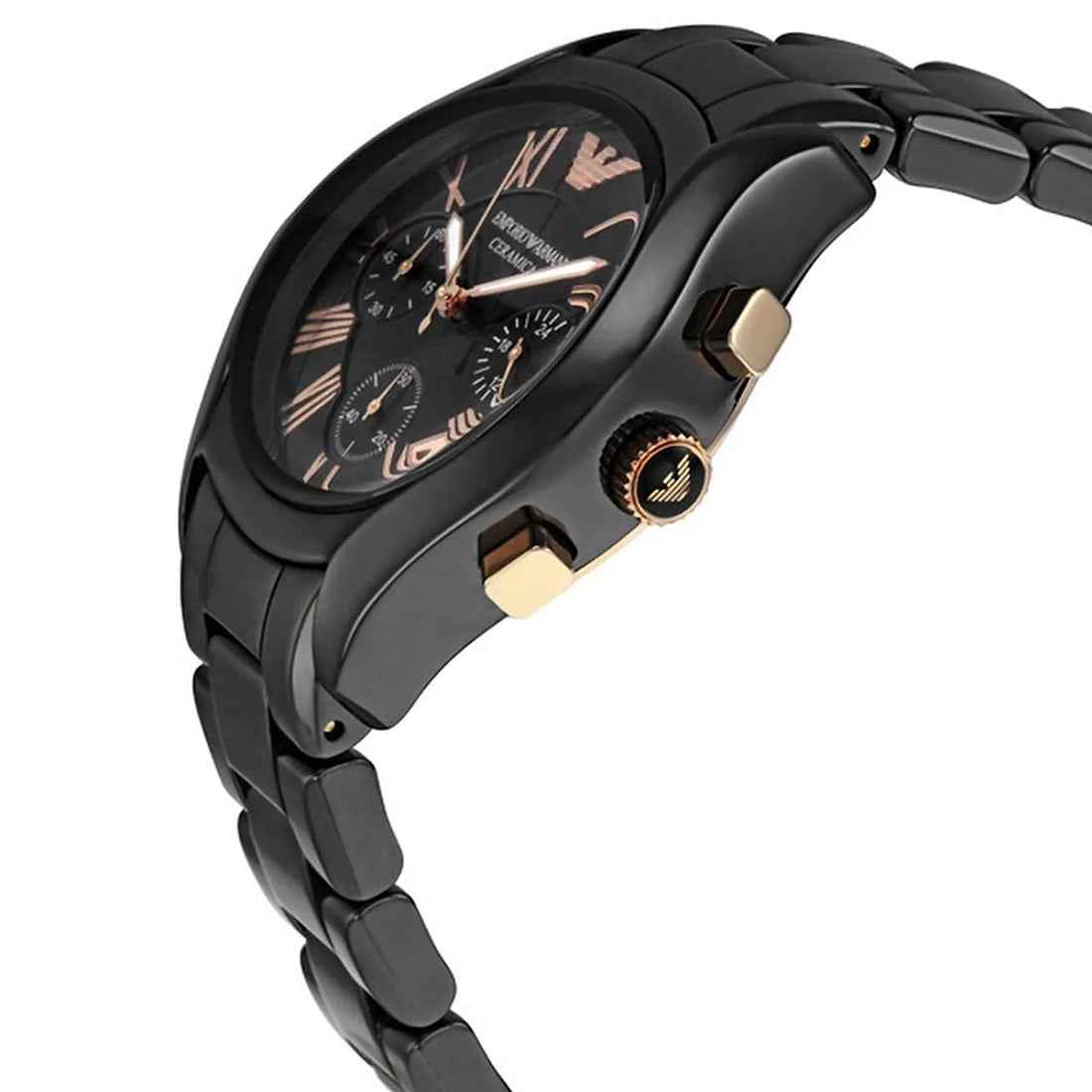 Emporio Armani AR1411 Ceramica Women's Black & Rose Gold Watch