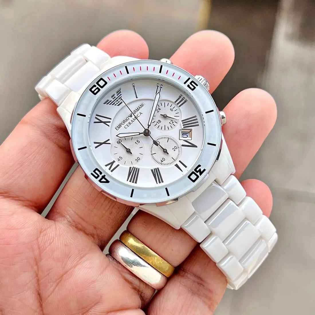 Emporio Armani AR1424 Leo Men's White Ceramic Watch