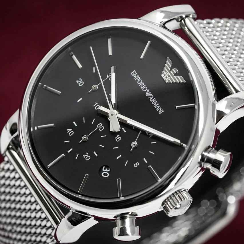 Emporio Armani AR1808 Luigi Men's Silver Mesh Watch