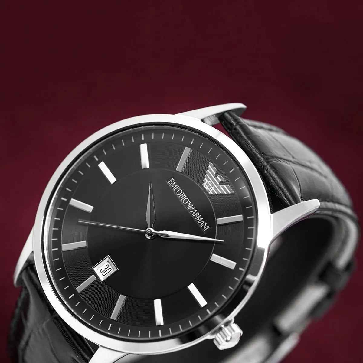 Emporio Armani AR2411 Renato Men's Black Leather Watch