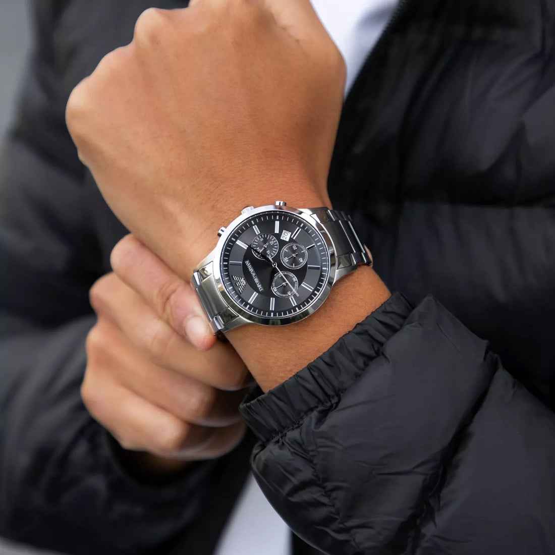 Emporio Armani AR2460 Renato Men's Large Silver Watch
