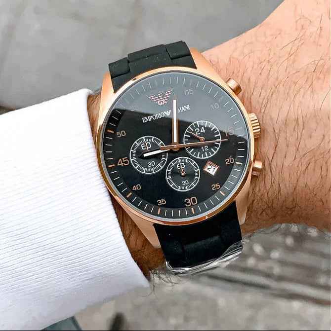 Emporio Armani AR5905 Sportivo Men's Black & Rose Gold Watch