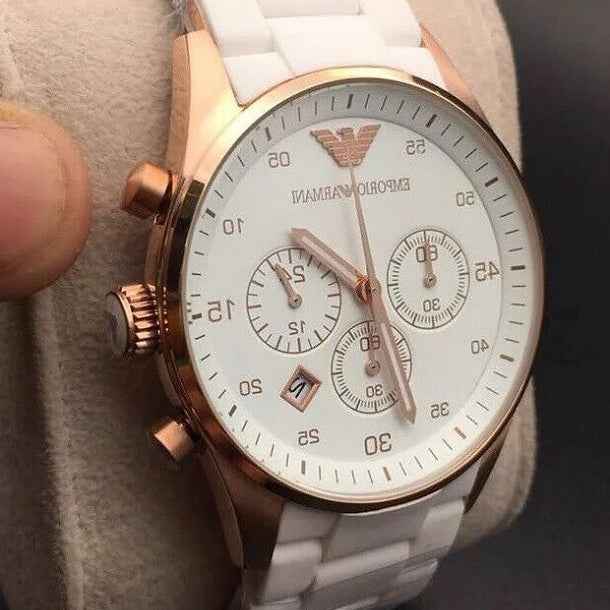 Emporio Armani AR5919 Sportivo Men's White & Rose Gold Watch
