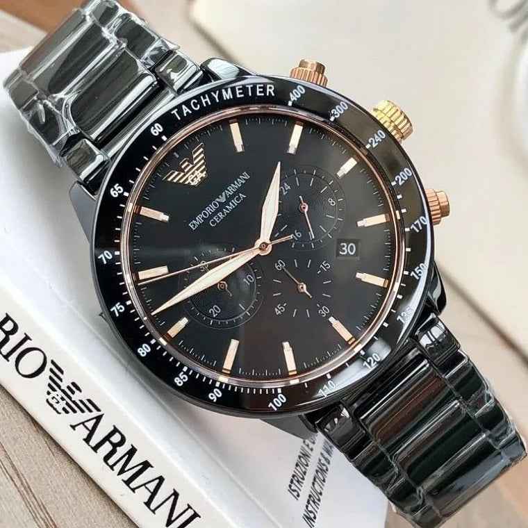 Emporio Armani AR70002 Mario Men's Black Ceramic Watch
