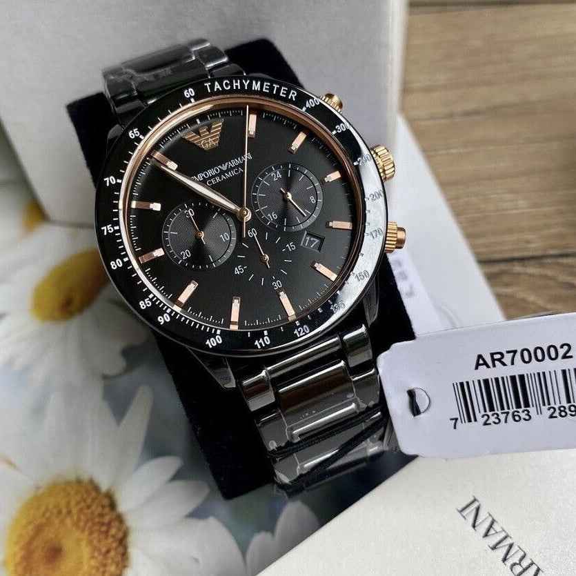 Emporio Armani AR70002 Mario Men's Black Ceramic Watch