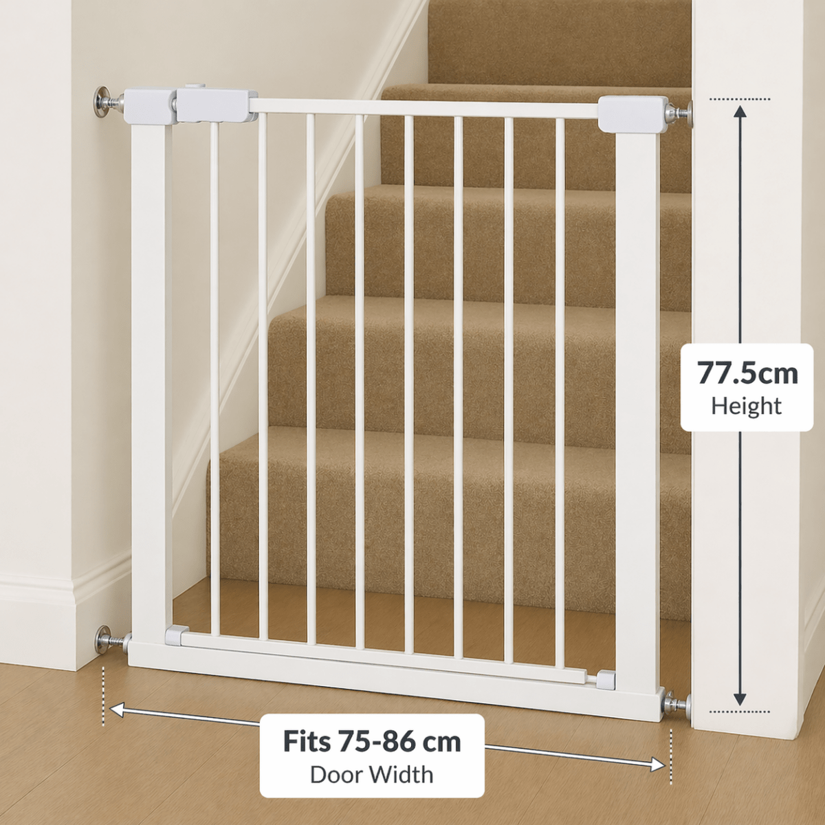 FYLO 2x Baby Safety Stair Gate  Pressure Fit 75-86cm (2 pack)