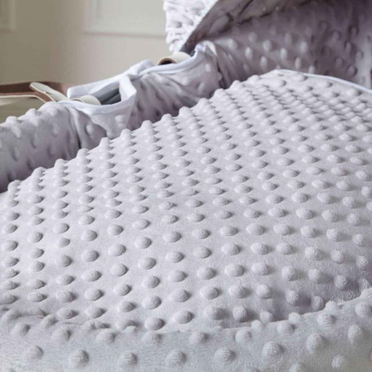 Grey Dimple Grey Wicker Baby Moses Basket With Stand