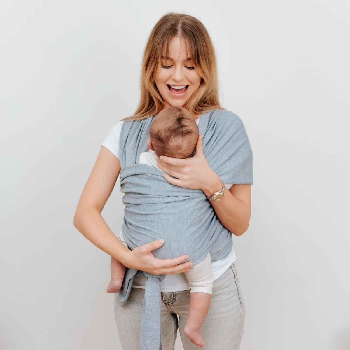 Organic Baby Wrap Carrier - Grey Melange-Clearance