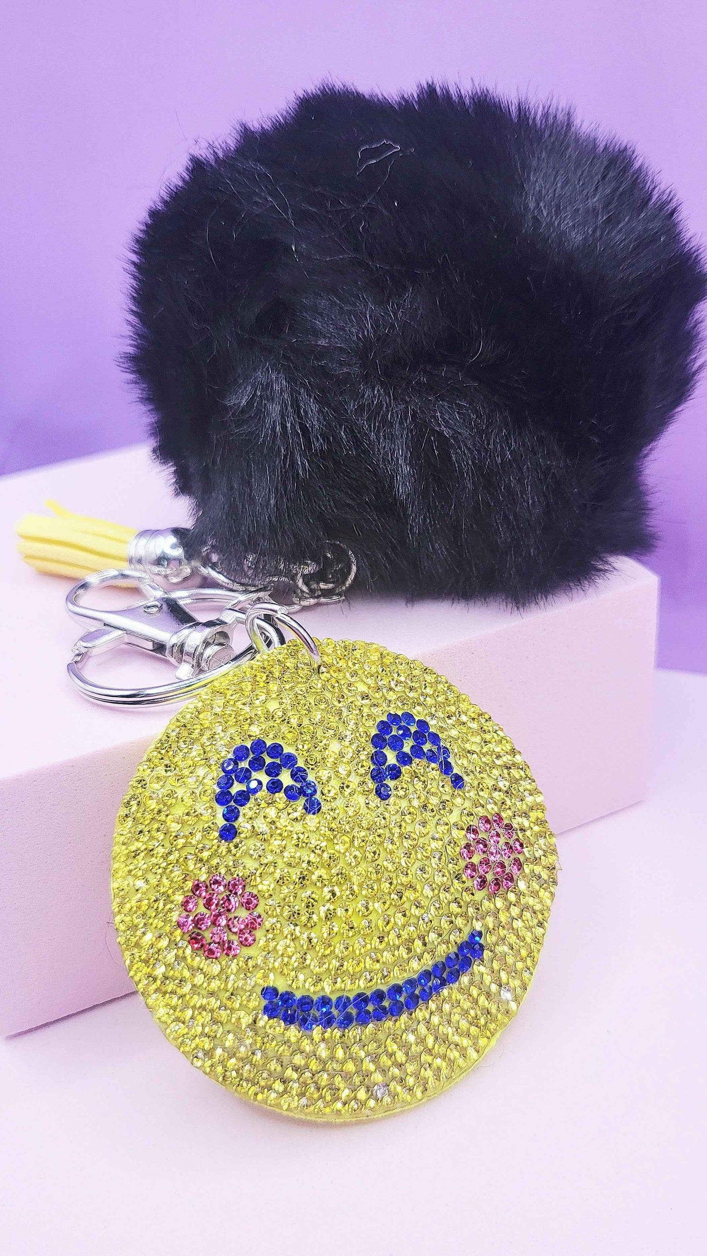 Fluffy Emoji Crystal Keyrings