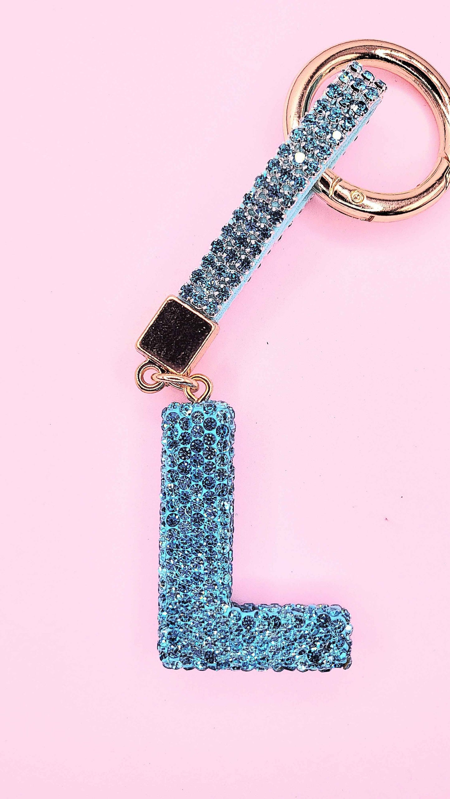 Initial Letter Blue Crystal Key Ring & Bag Charm