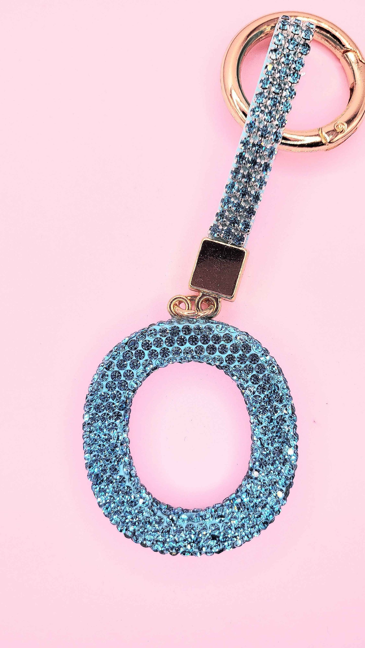 Initial Letter Blue Crystal Key Ring & Bag Charm