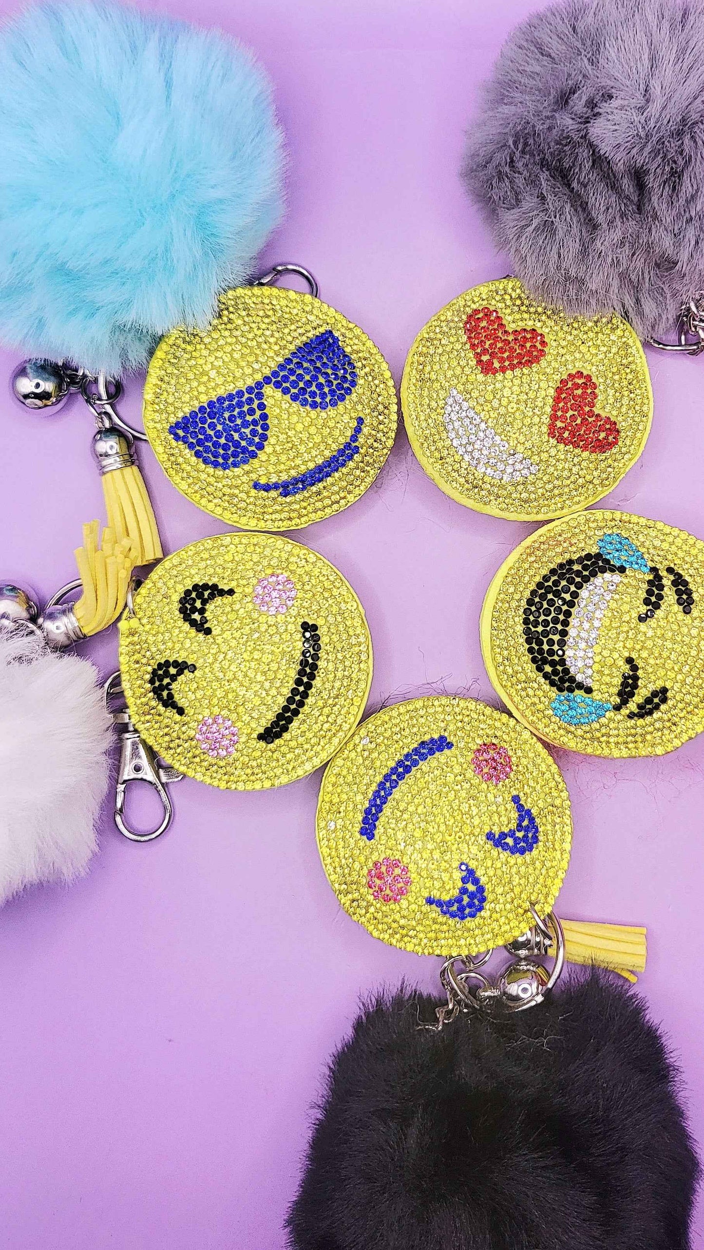 Fluffy Emoji Crystal Keyrings