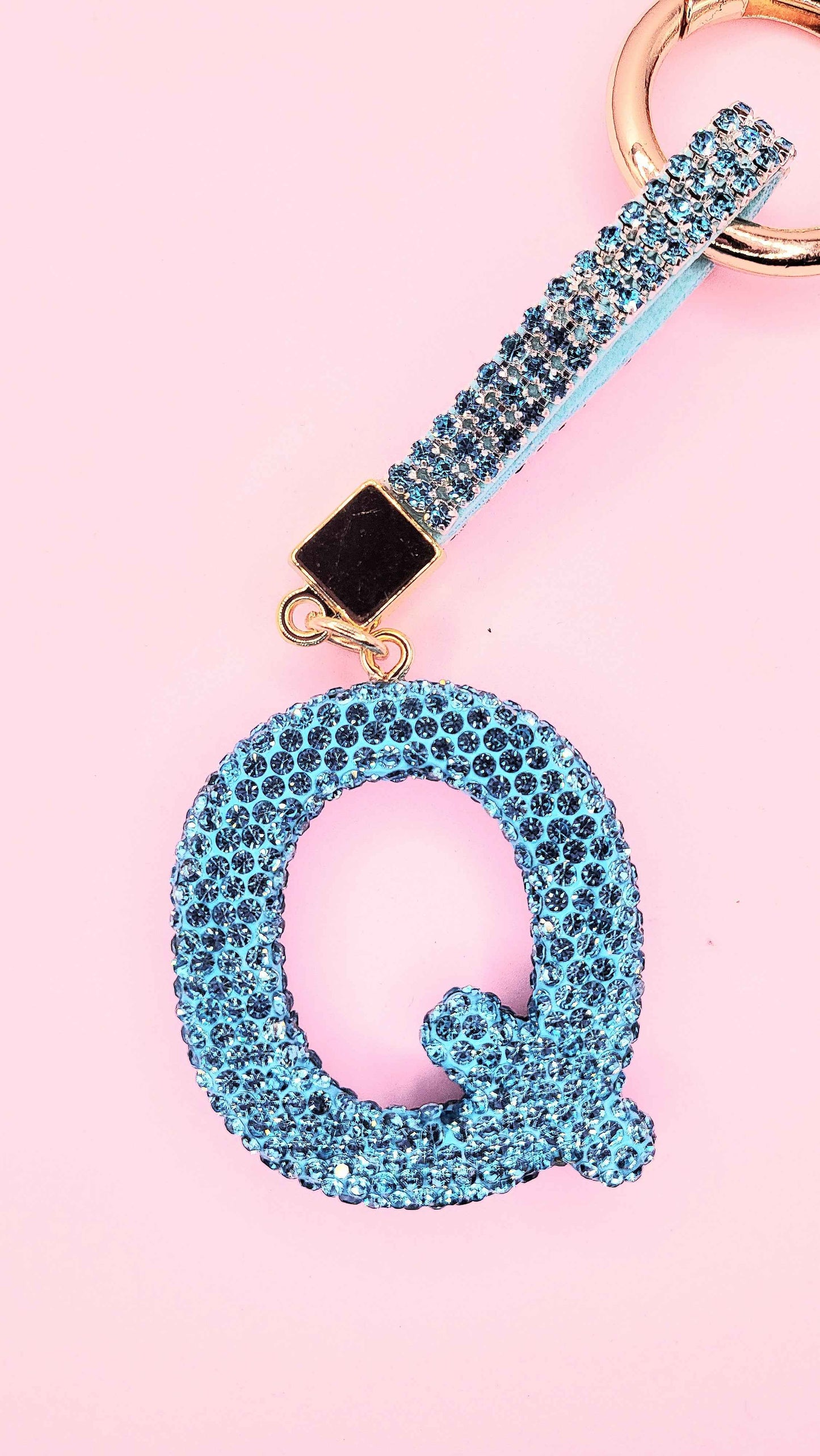 Initial Letter Blue Crystal Key Ring & Bag Charm