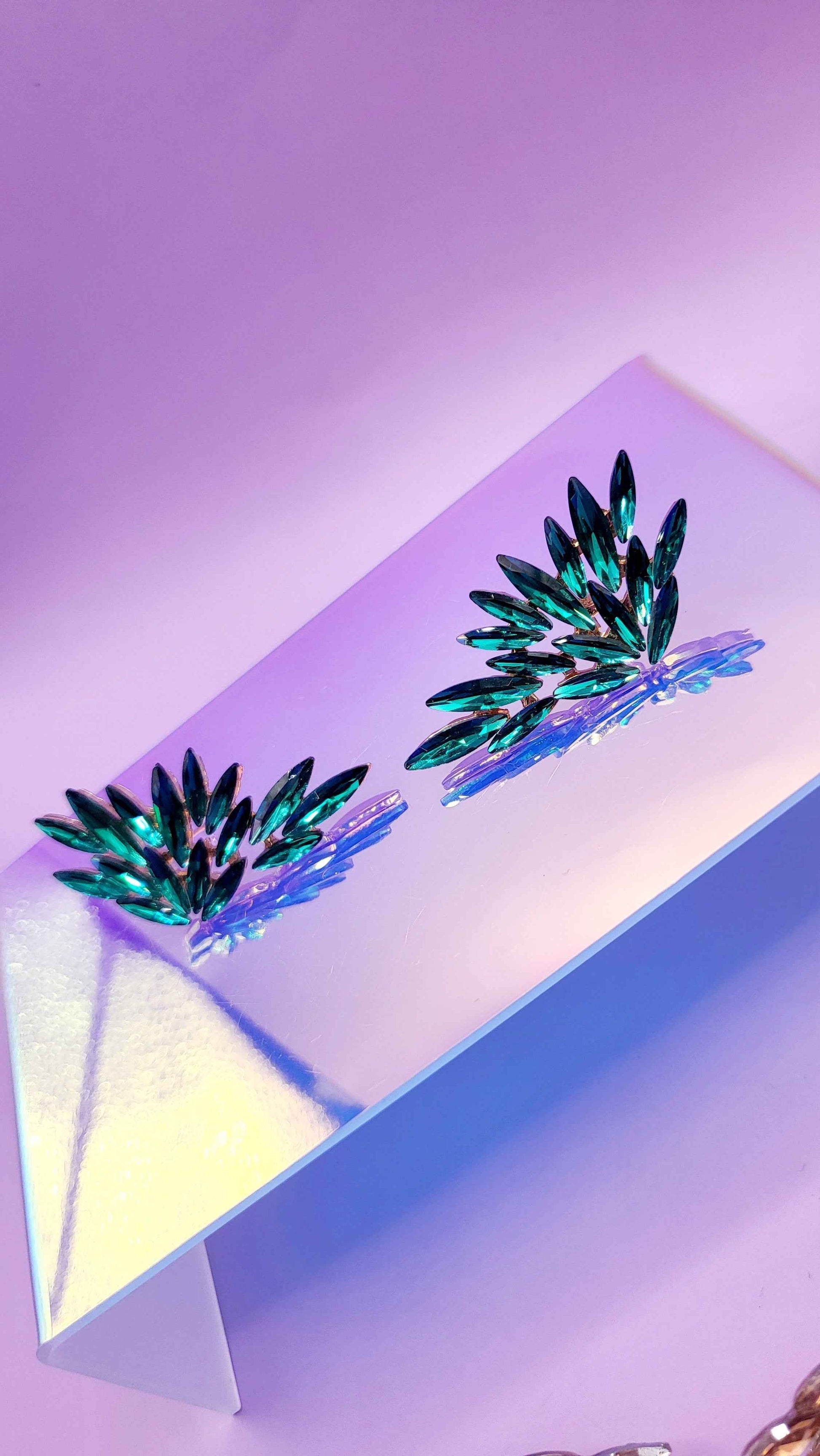 Feather Crystal Stud Earrings