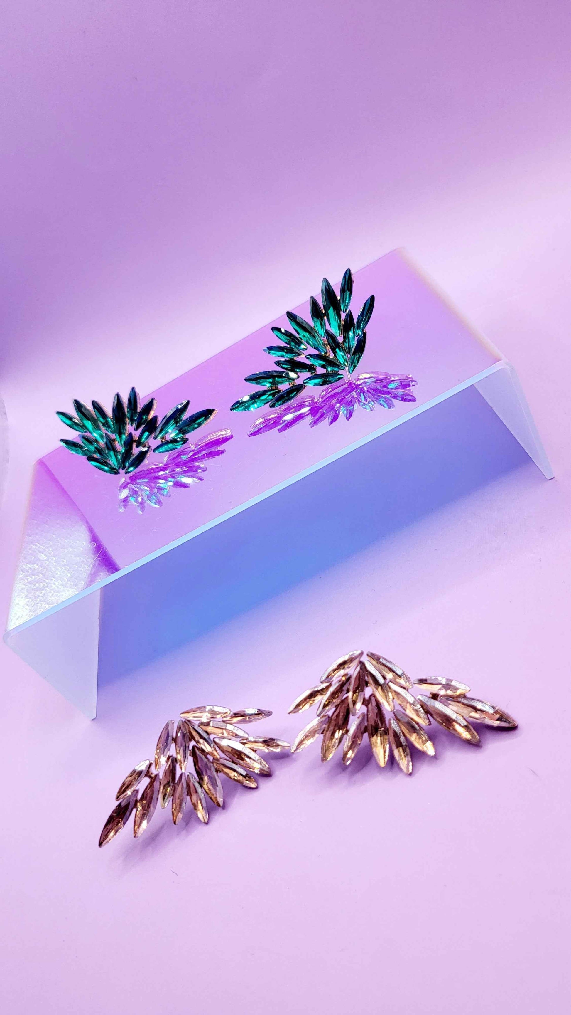 Feather Crystal Stud Earrings