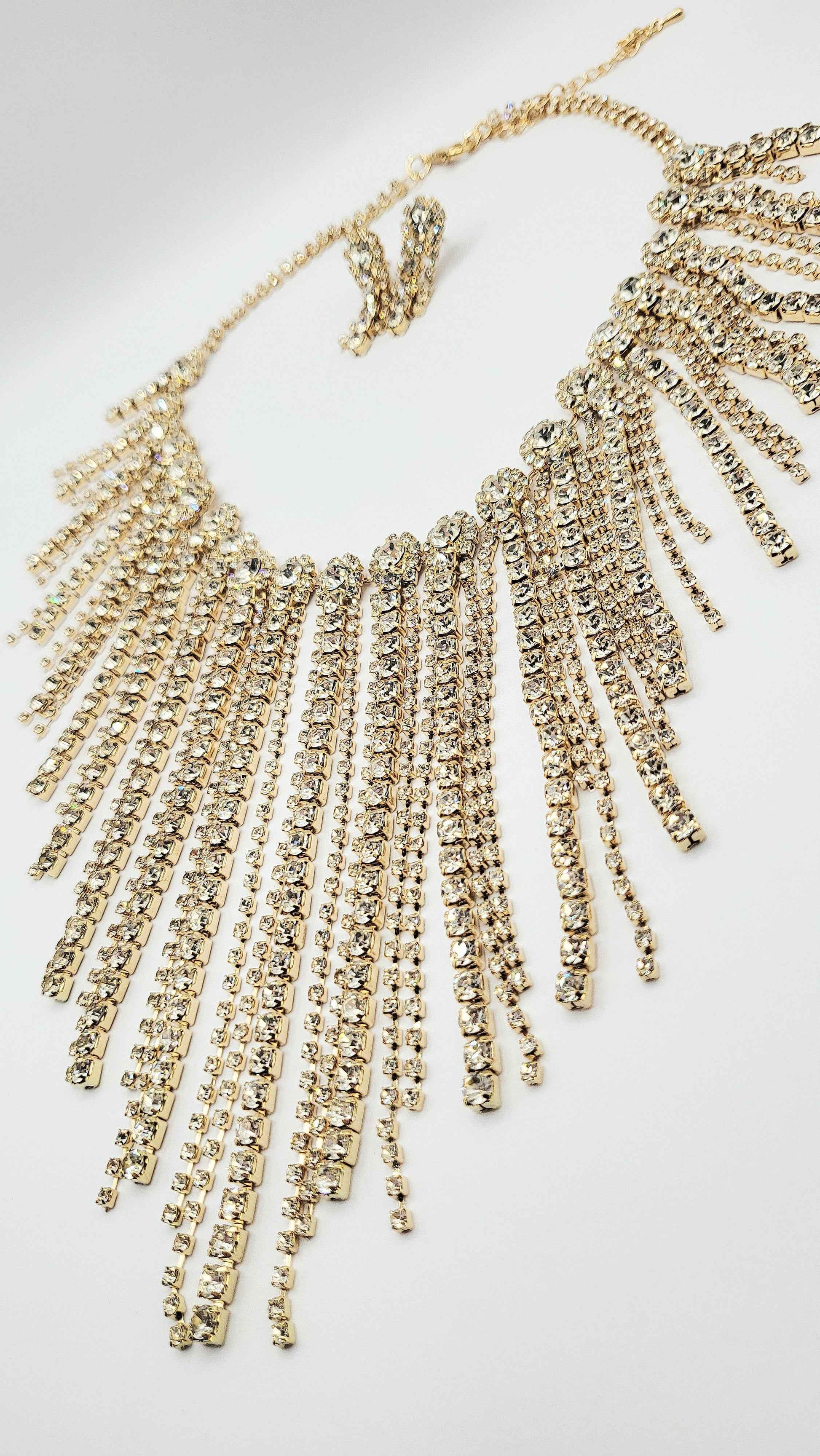Tassel Crystal Necklace Set