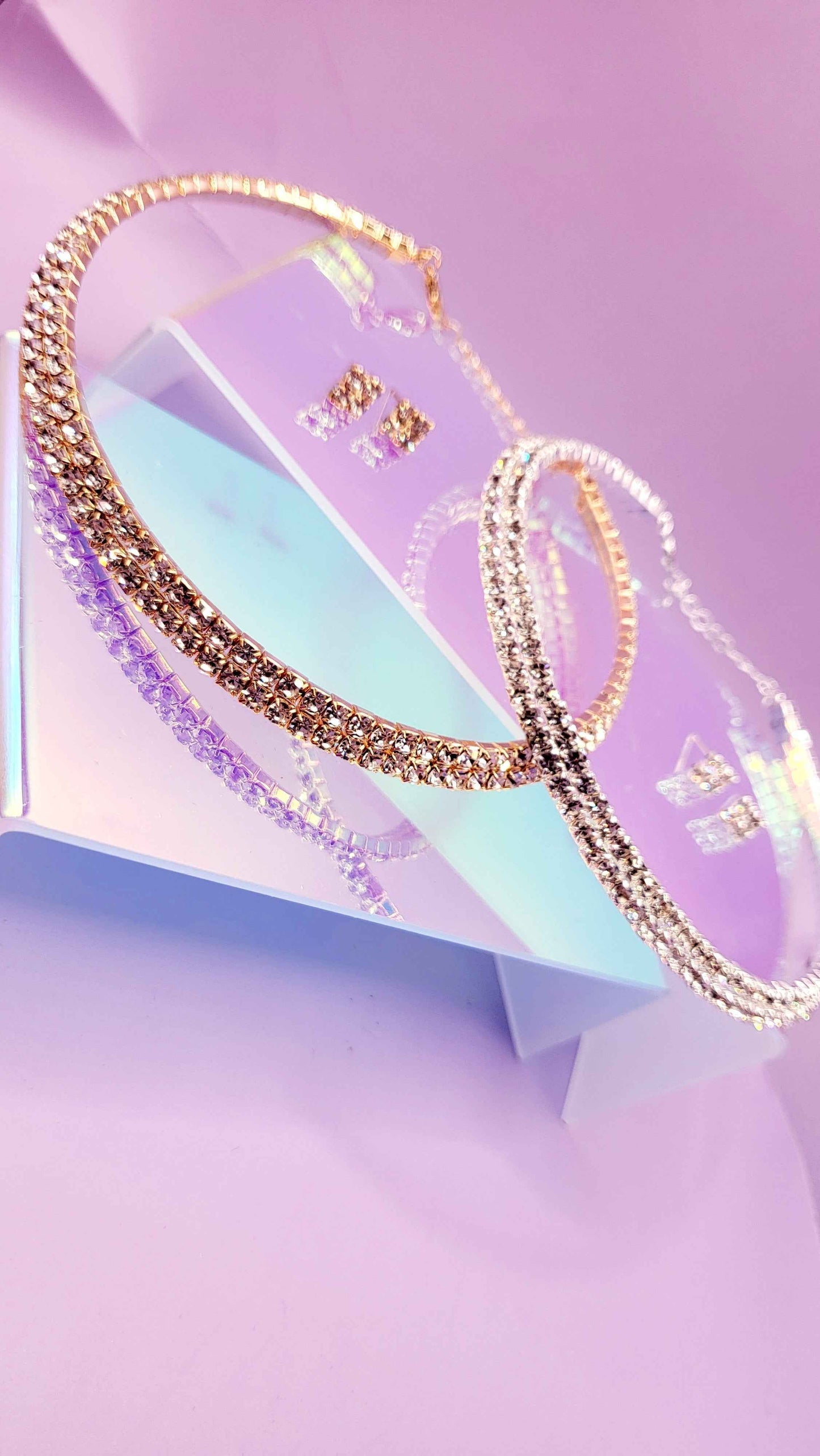 Queen Glam Crystal Duo Choker & Earrings