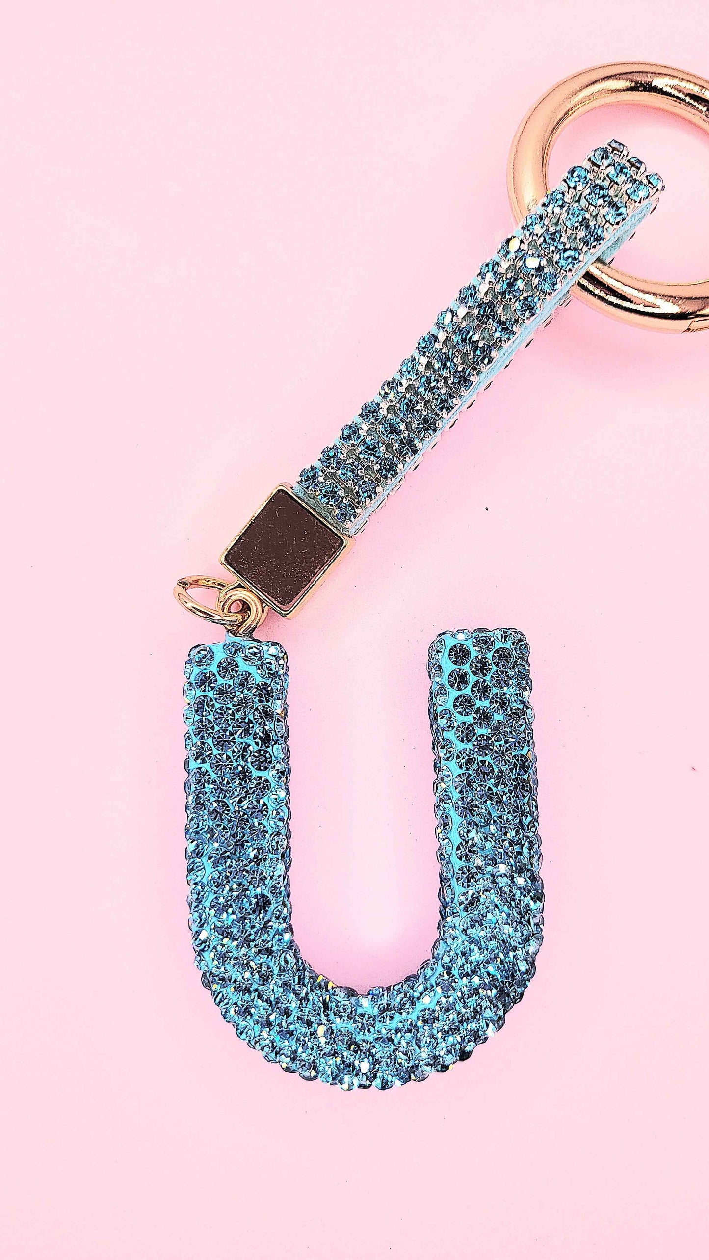 Initial Letter Blue Crystal Key Ring & Bag Charm