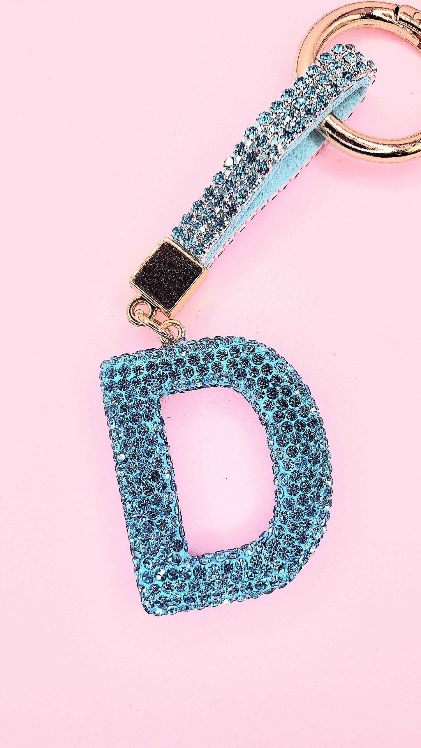 Initial Letter Blue Crystal Key Ring & Bag Charm