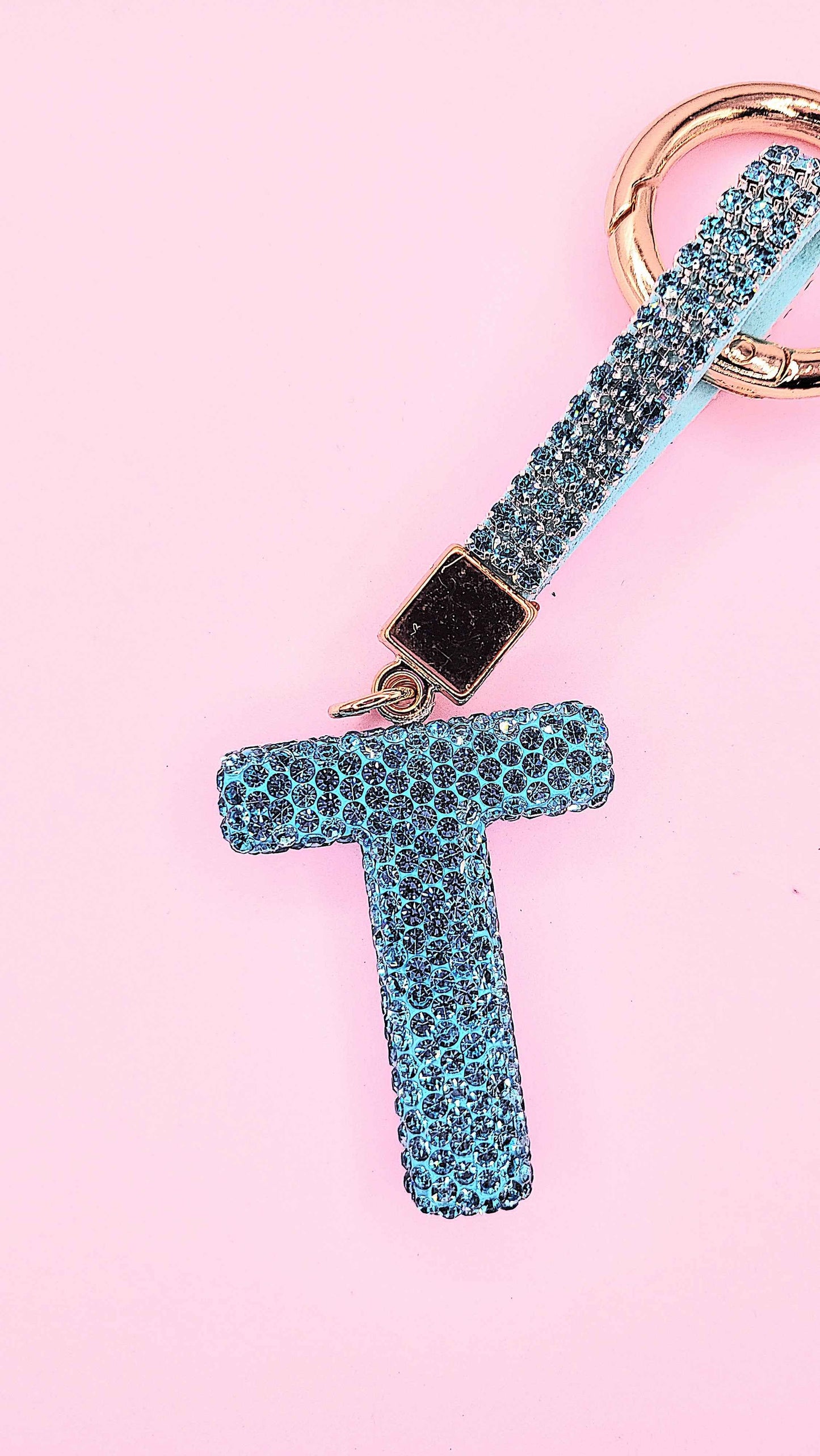 Initial Letter Blue Crystal Key Ring & Bag Charm
