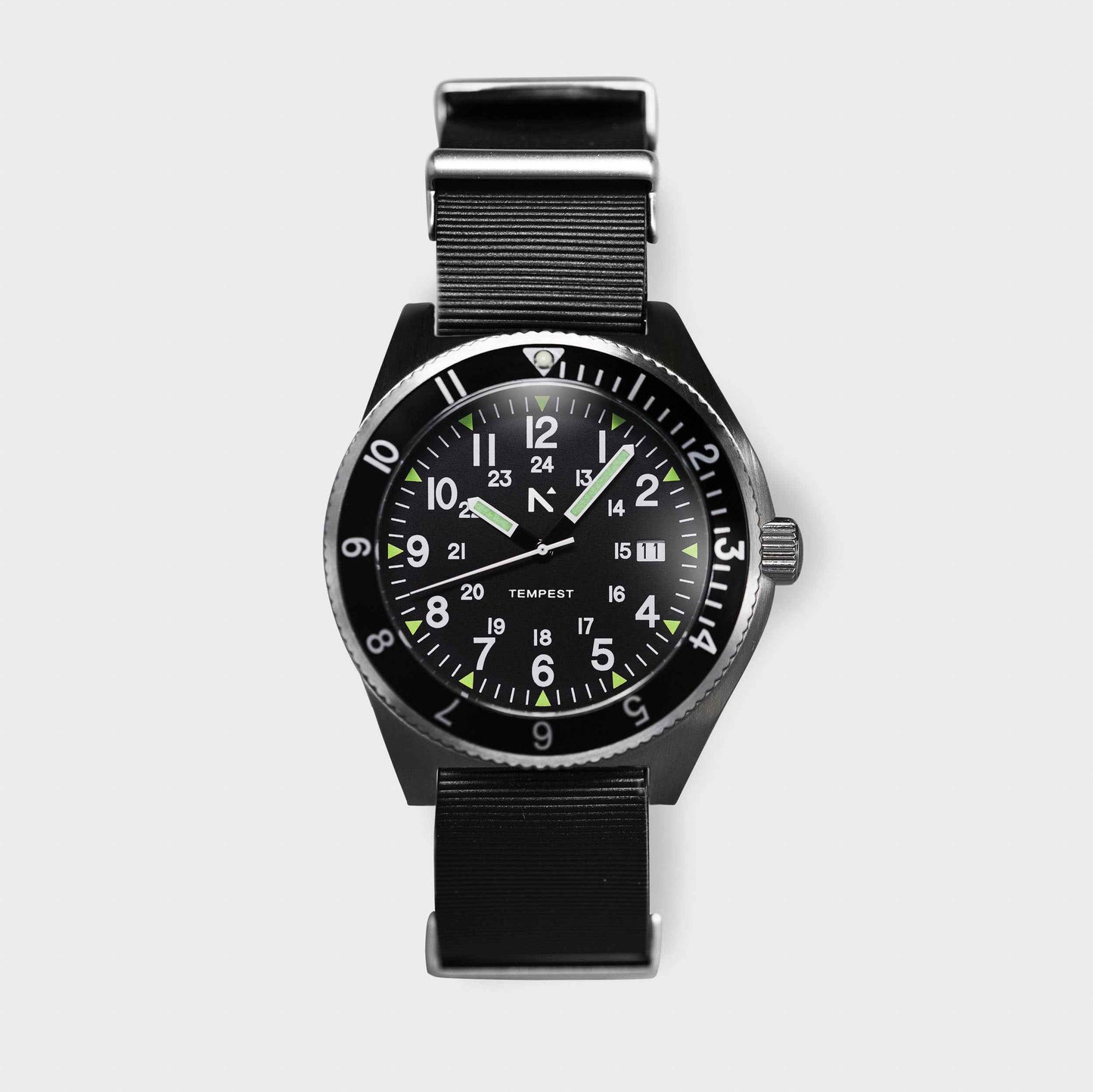 'Tempest' Quartz Navigator Watch (40mm) | Pitch Black NATO