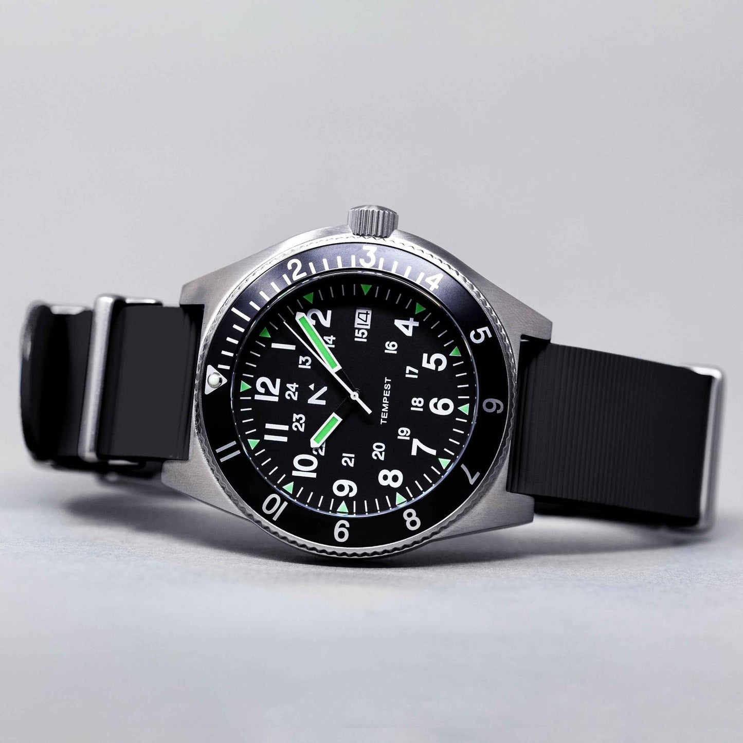 'Tempest' Quartz Navigator Watch (40mm) | Pitch Black NATO